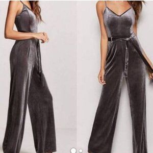 Forever21 Gray Velvet Jumpsuit